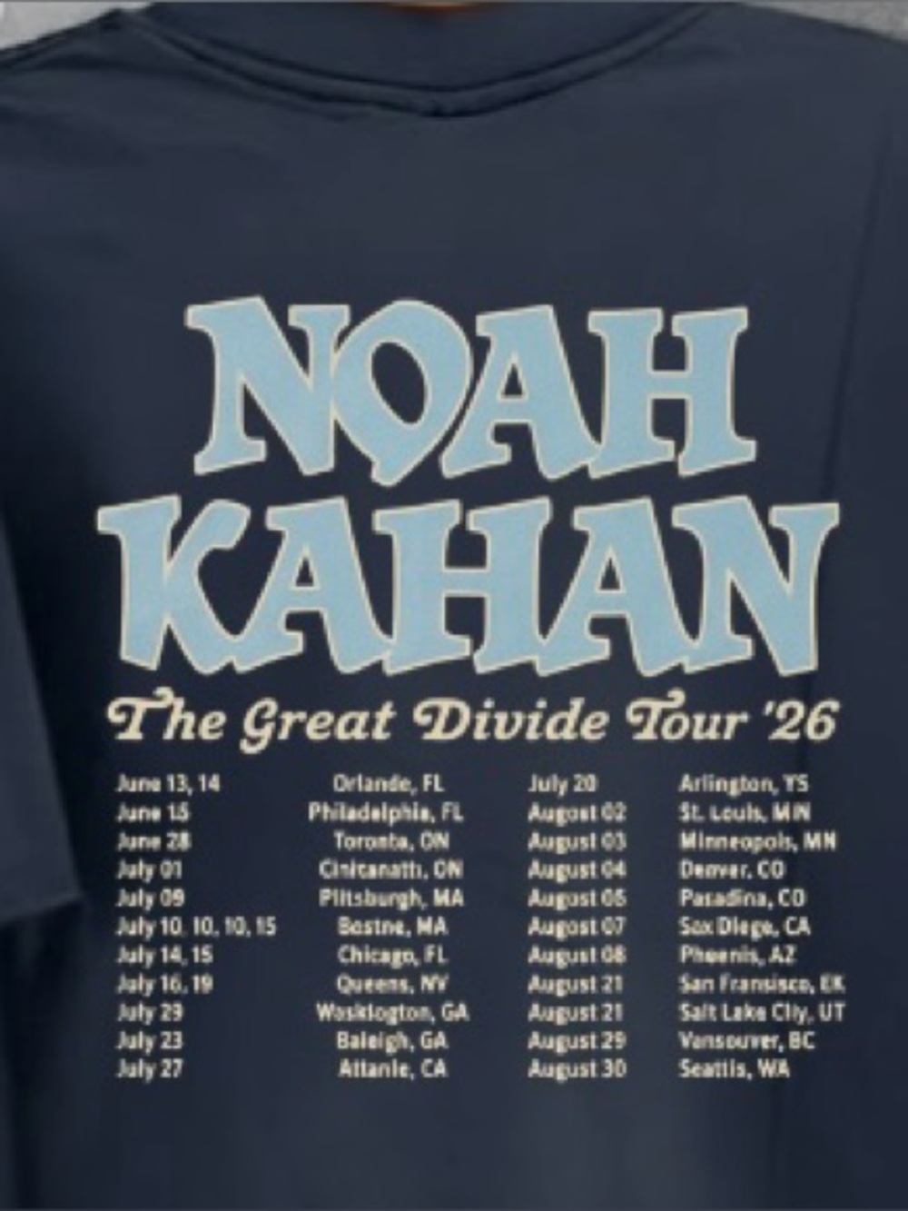 Navy Noah Kahan 2026 Tour Graphic Tee - Picture 3 of 5